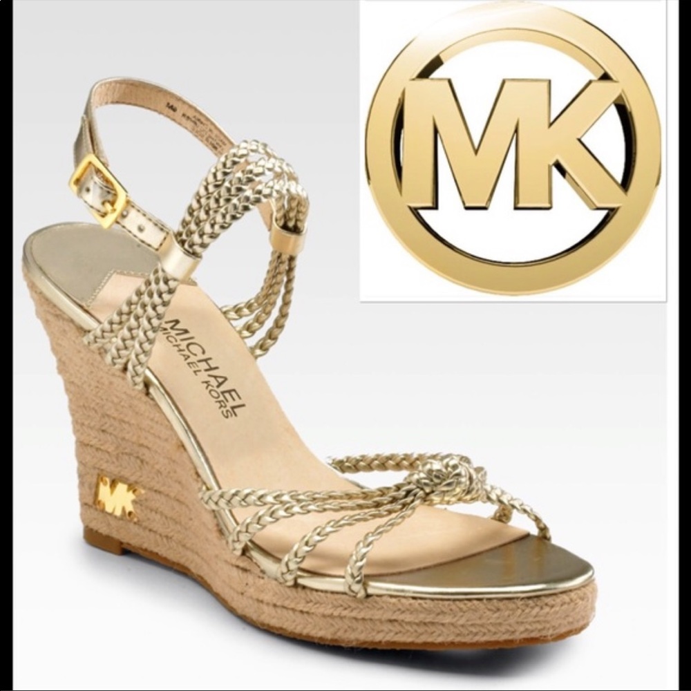 MICHAEL KORS Palm Beach metallic gold sandal 7.5